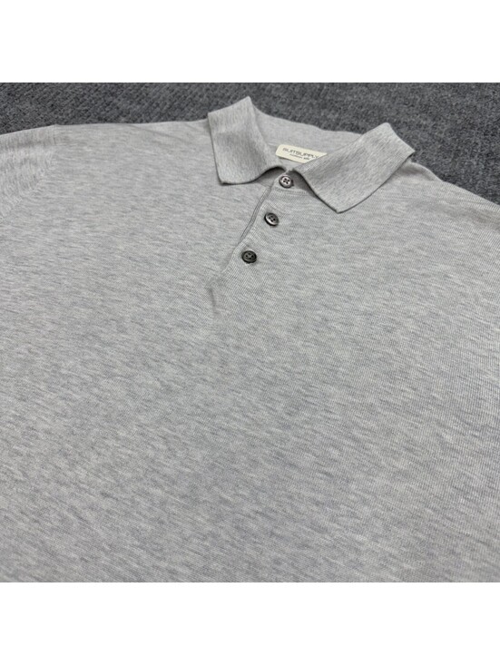 Suitsupply Other - SuitSupply Polo Shirt Mens Large Gray Grey Silk Cotton Short Sleeve Stretch